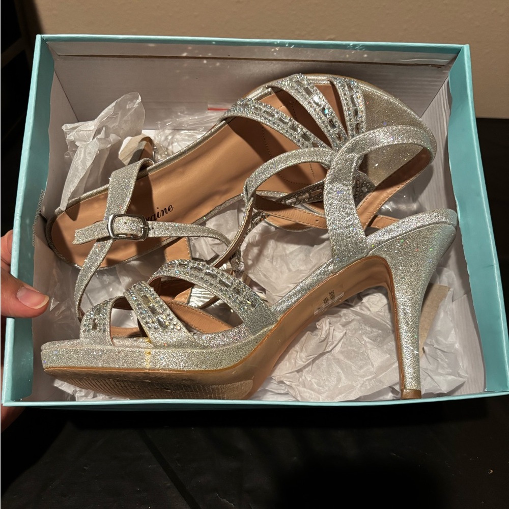 Lauren Lorraine Silver Glitter Heels